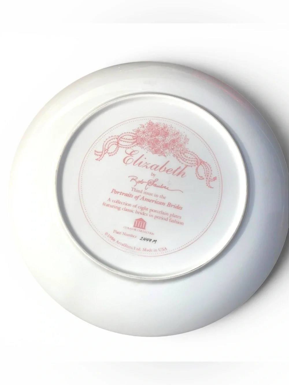 Elizabeth Bob Guge Collectible Bridal Plate #2449M Vintage 1986